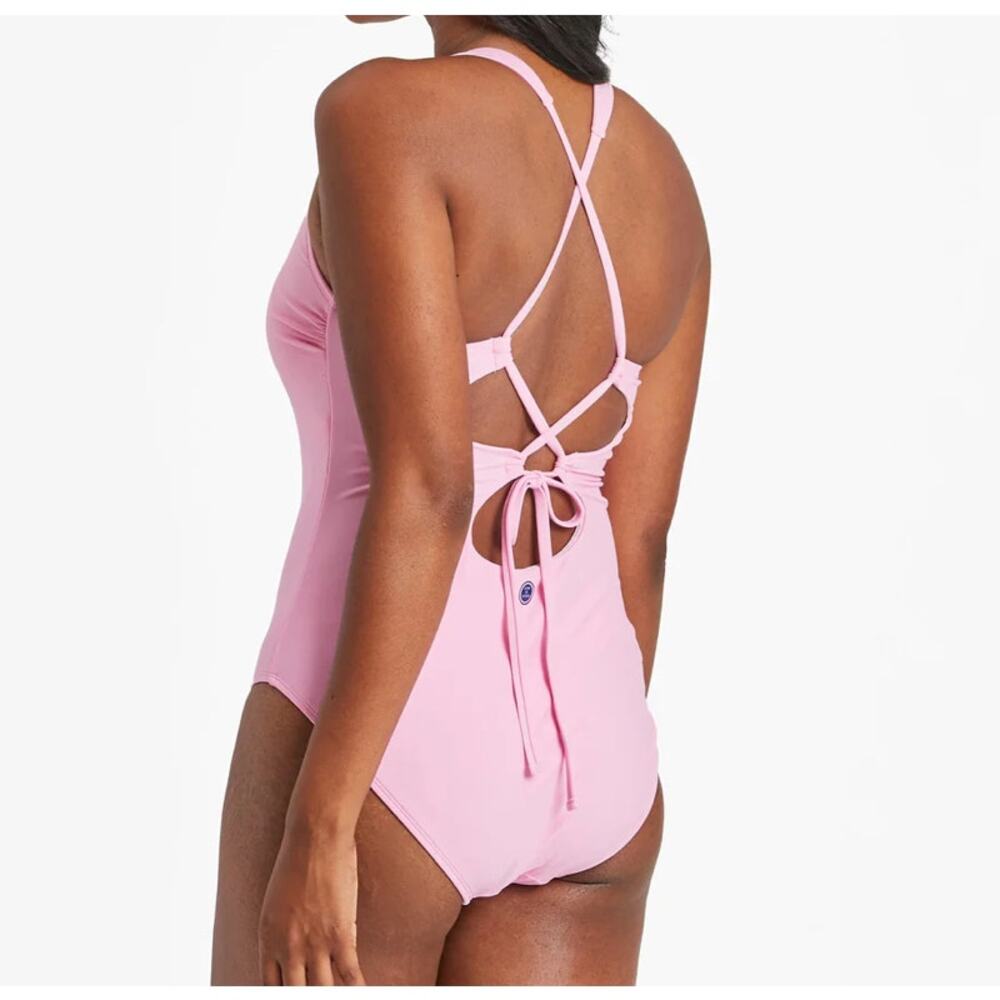 Life is Good X-Large Swimsuit One-Piece Chairs Tie-Back Scoop Neck UPF 50+ Pink - Picture 2 of 9
